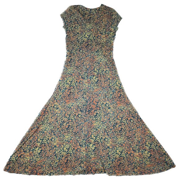 Peruvian Connection Anneliese Maxi Floral Boho Pima Cotton Teal Gold Size M NWOT - Picture 2 of 7